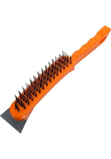 Plastik Saplı Temizleme Metal Kazıyıcı Spatulalı Tel Fırça
