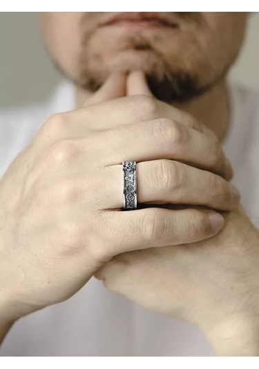 Zolotoj Merkurij Yedi Mutluluk Sembolü Gümüş Koruyucu Yüzük Uğur 39665316 Gri