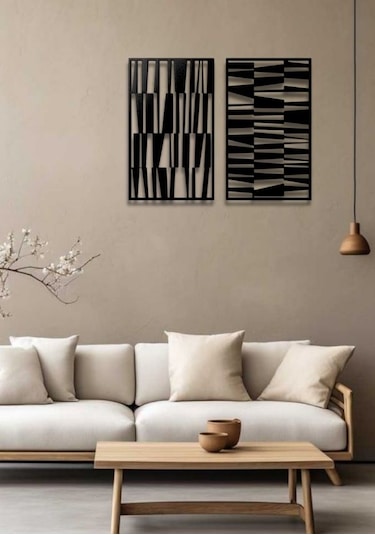 Modern Stil 2 Li Metal Duvar Dekoru Seti 80 X 48