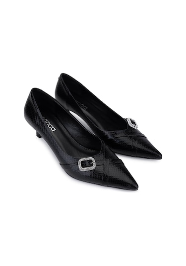 Tamer Tanca Kadın Suni Deri Siyah Topuklu Ayakkabı 1160 26554 Bn Ayk Sk25-26 Sıyah Siyah