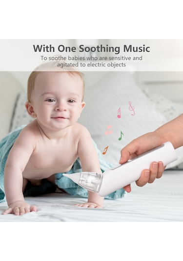 Yaozixa Bebek Elektrikli Burun Emici - 3 Seviye Emme Gücü, Düşük Gürültü, Rahatlatıcı Müzik Ve 3 Silikon Uç Tüketici Pil