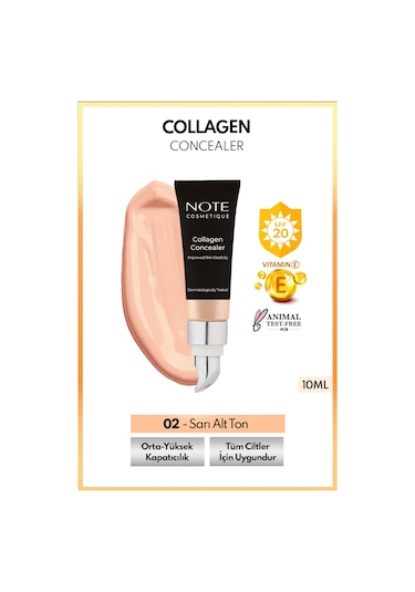 Note Cosmetique Collagen Concealer Spf 20 Kolajen Içerikli Göz Altı Kapatıcısı - 02 Orta Açık