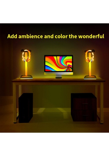 Vkemall Rgb Işıklı Masaüstü Kulaklık Tutucu, Dokunmatik Kontrol, Ayrılabilir Tasarım, Oyuncu Kulaklık Destek, Stilikli Ambiyans Işığı