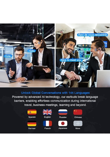 Mufunye M62 Açık Kulaklı Ows Bluetooth Kulaklık - 144 Dil Gerçek Zamanlı Çeviri, Aı Teknolojisi, Siyah
