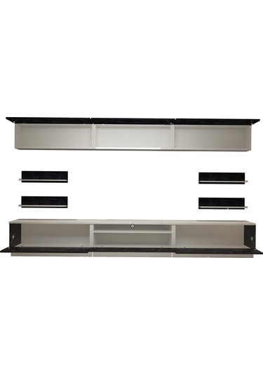 Decoraktiv Trendstyle 8ys Mdf Tv Ünitesi Tv Sehpası Beyaz - Siyah Mermer