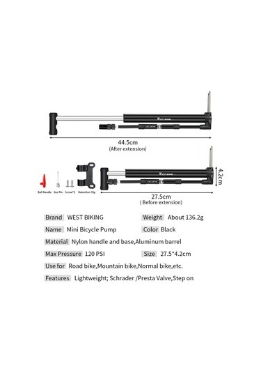 Yaleker Bisiklet Fişesi Stüdyo Tipi 120psı Manometreli Alüminyum Hava Pompası Dış Mekan Acil Kullanım