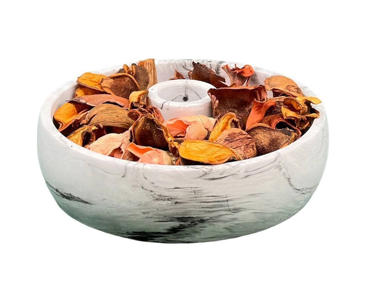 Mermer Desenli Beton Mumluk Şamdan Bej-gri