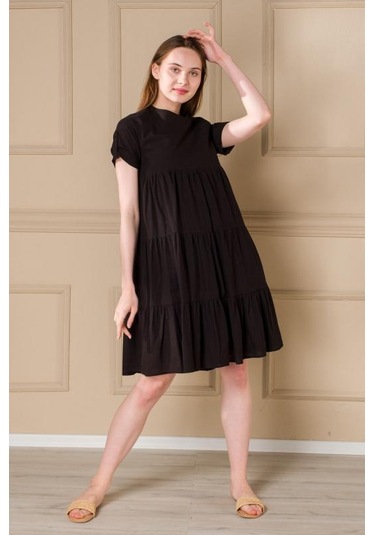Pastelastore Kadın Yazlık Pamuk Kısa Elbise 1108 Siyah