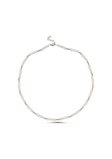 3,5 Mm Dorika Toplu Çıtır Doğal İnci Kolye Beyaz