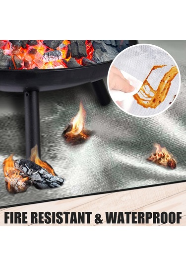 Yangın Matı Şömine Mangal Koruma Matı, Açık Hava Çim Teras Deniz Kenarı Barbekü, 100 150cm