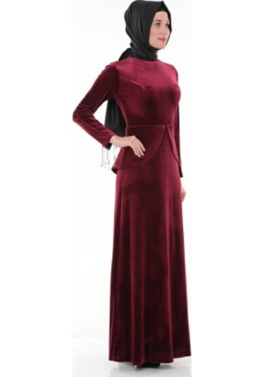 Nidya Moda Büyük Beden Elbise-4044B Bordo