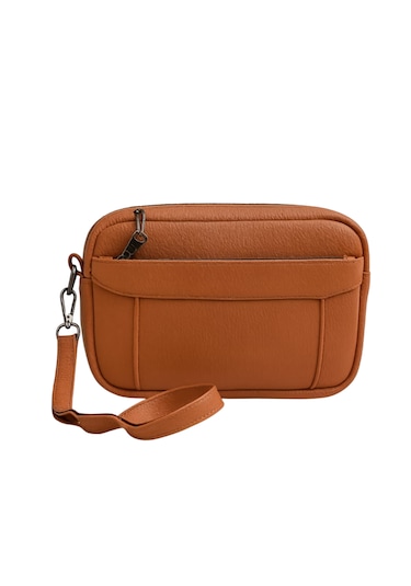 El Çantası Deri Taba Portföy Omuz Askılı Kahverengi