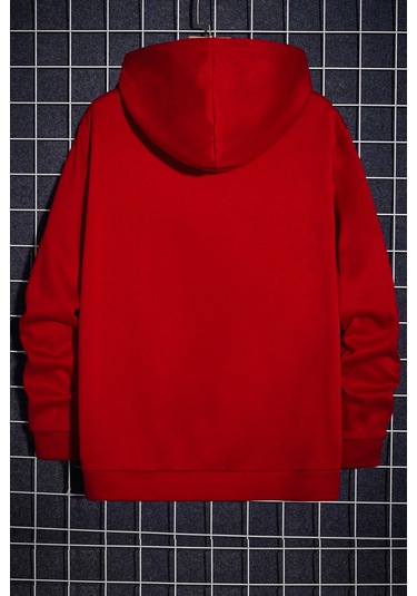 Unisex Metalica Baskılı Oversize Sweatshirt Kırmızı