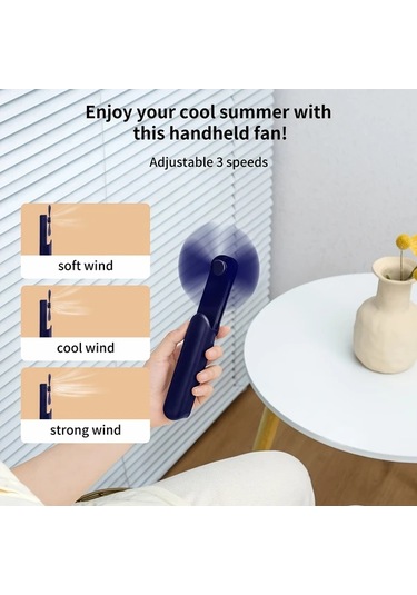 Xuweiwei Yeni Yaz Taşınabilir Koyu Mavi El Feneri Katlanabilir Kolay Taşıma Düşük Gürültü Güçlü Rüzgarlı Mini Fener