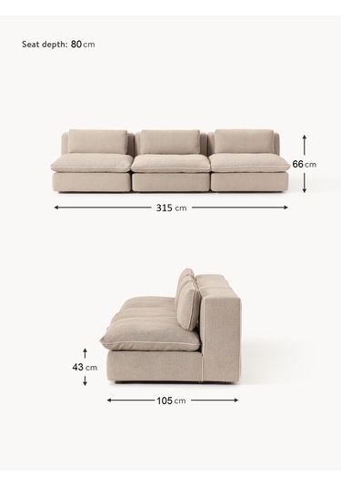 Most Mollirest 3 Modül Kanepe 05 Bej Keten Kumaş Silikon Dolgu Fe