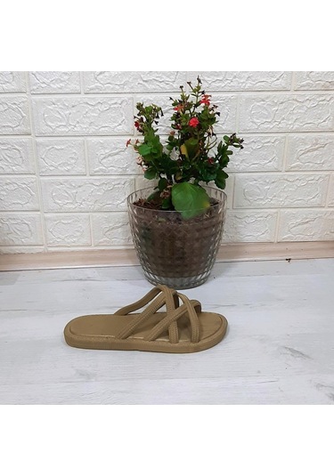 Brn 302 Camel Ahtapot Hasırlı Kaymaz Kadın Terliği 001