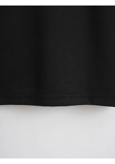 Kadın Oversize Bisiklet Yaka Düz Crop T-shirt - Siyah