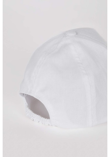 DeFacto Kız Bebek Nakışlı Keten Karışımlı Cap Şapka D6882A525SMER83 Ekru