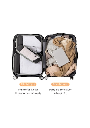 Maiyame Sıkıştırılabilir Seyahat Çantası Organizatörü - 7 Parça Set Siyah/gri/bej/mavi Siyah