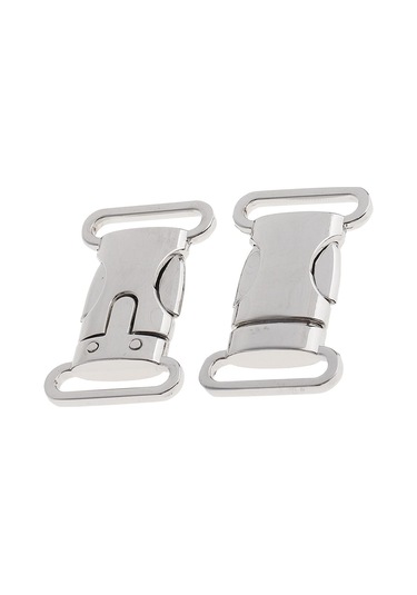 Suntek 2 Parça Metal Yan Yayın Toka Kordon Bilezik Pet Yaka Gümüş 4.5x2.5 Cm