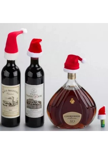 Geeksen Yılbaşı Festiviti Dekorasyonu: 12 Cm Kırmızı Santa Claus Şapka Desenli Servis Bezi Tutucuları, 20'li Set, Yemek Masası Ve Partiler İçin Kırmızı