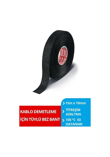 Bez Bant, Pet Tüylü, Isı Dayanımlı, Siyah, 15m X 19mm