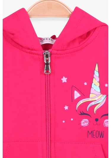 Breeze Kız Çocuk Hırka Kolları Desenli Baskılı 1-4 Yaş, Fuşya-fuşya Fuşya