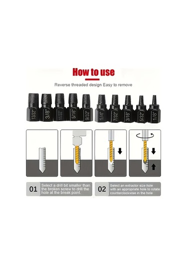 Sunshine011 10 Parça Heavy Duty Cıvata Sökme Seti Somun Çıkarma Kiti