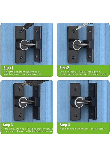 Ahır Kapısı Kilit Donanımı, 90 Derece Ağır Hizmet Tipi Kapı Mandalı, Çevirmeli Mandal, Emniyet Kapı Mandalı Kilidi 1 Paket