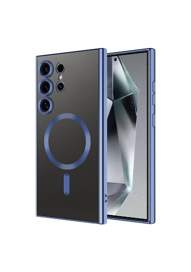 Kilifone - Samsung Uyumlu Galaxy S24 Ultra - Kılıf Kamera Korumalı Kablosuz Şarj Destekli Demre Kapak - Sierra Mavi