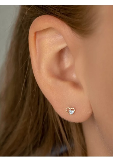 Veronika 925 Ayar Yaldız Kaplama Kalp Küpeler 41507184 Altın