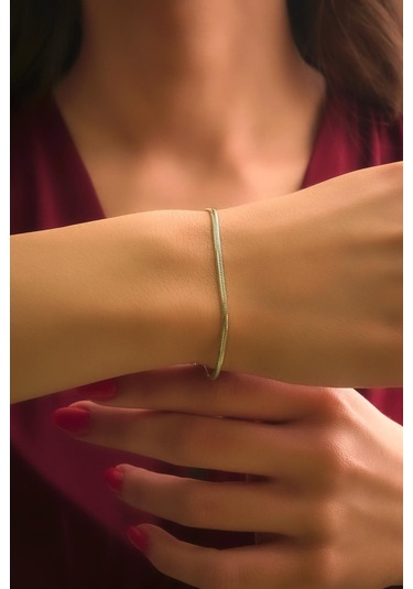 Fiyonk Kuyumculuk 14 Ayar Altın İtalyan Balıksırtı Zincir Bileklik 2.05 Mm Blk8060 Beyaz Altın