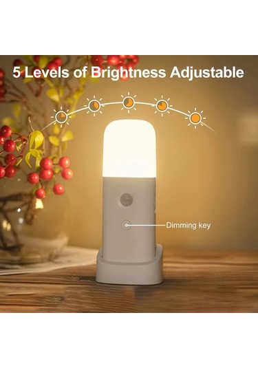 Boatshop1 Beyaz 1pc Otomatik Acma Kapama 5 Parlaklik Seviyesi Usb Sarj Edilebilir Hareket Sensorlu Gece Lambasi 2000mah Tasinabilir Yatak Odasi Banyo Koridor Icin Beyaz