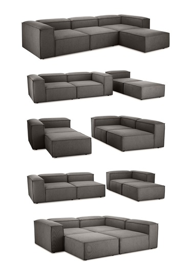 Mode Soft Köşe Koltuk Takımı 4 Modül 27 Koyu Antrasit Keten Kumaş