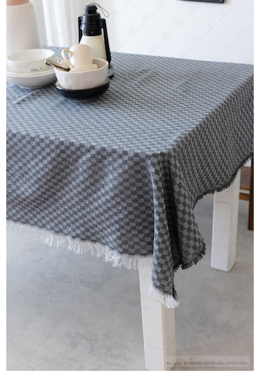 1 Adet 130x170cm Dama Desenli Masa Örtüsü, Sofra Bezi, Piknik Örtüsü, Ekose Desenli Masa Örtüsü Siyah