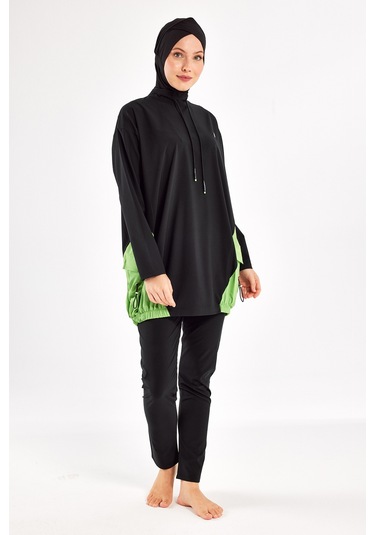 Spor Likra Tam Kapalı Tesettür Mayo Selby 1204 Siyah Siyah05 Siyah