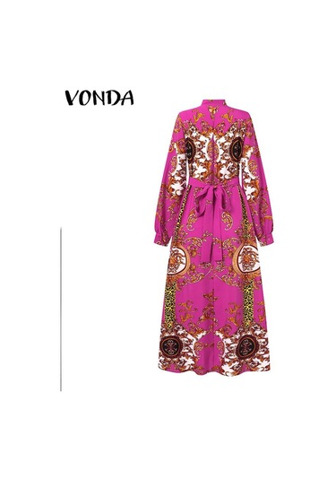 Mavi Vonda Kadın Balıkçı Yaka Uzun Puf Kol Günlük Gevşek Uzun Elbise M Mavi