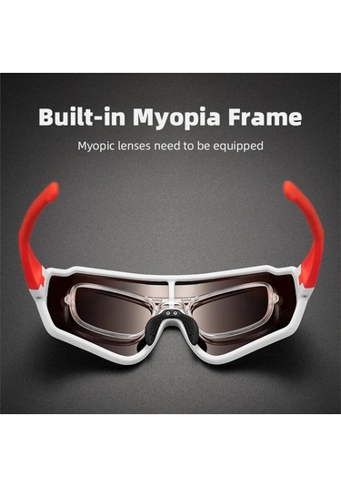Rockbros 10161 Bisiklet Sürme Polarize / Fotokromik Gözlükler Dış Mekan Anti-uv Rüzgar Geçirmez Hd Gözlükler - Siyah / Kırmızı Fotokromik
