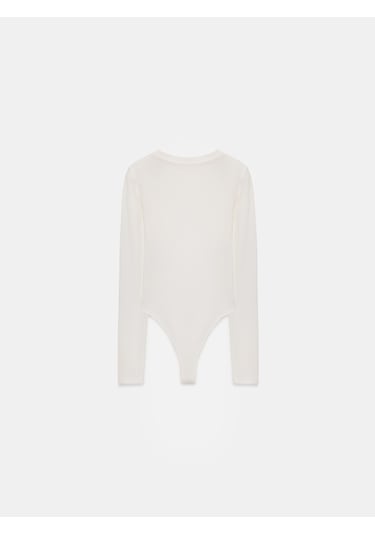 Dilvin 32695 Uzun Kollu Bodysuit-ekru Ekru