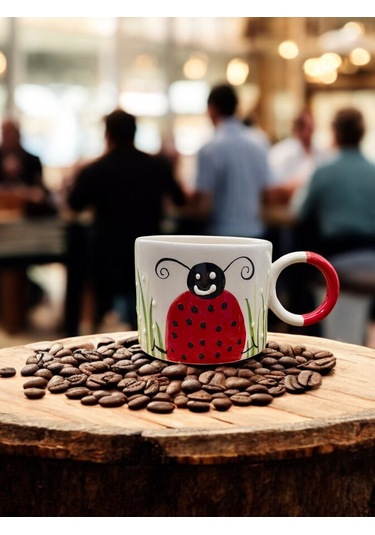 Seramik Kupa Bardak Uğur Böceği Tasarım