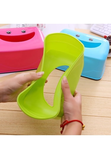 Sky Blue-1 Adet Sevimli Pp Gülümseme Yüz Doku Tutucu Kılıf Islak Mendil Peçete Kutusu Islak Mendil Saklama Kutusu Ev Odası Depolama Organizatör