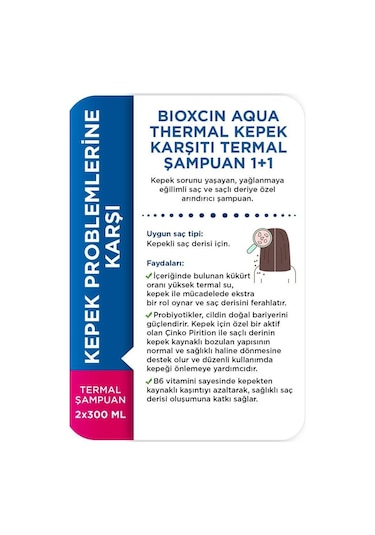 Bioxcin Aqua Termal Kepek Şampuan 2 x 300 ML