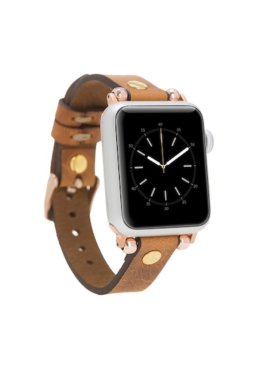 Apple Watch Uyumlu Deri Kordon 38-40-41mm Gt G19 Taba Diğer