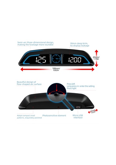 Qianfan Evrensel Araba Hud Ekran Hız Alarmlı Dijital Gps Hız