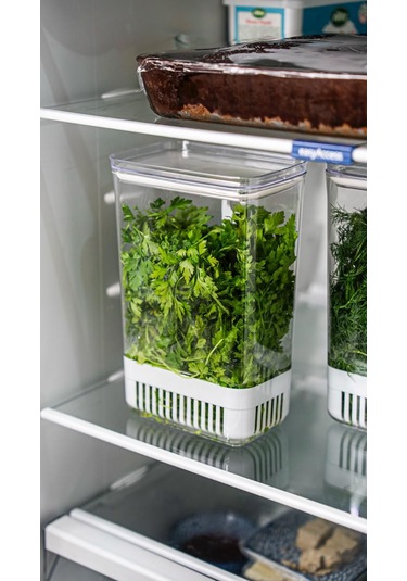 Ludıa Vakum Kapaklı Sebze Yeşillik Saklama Kabı 2900 Ml Beyaz - Şeffaf