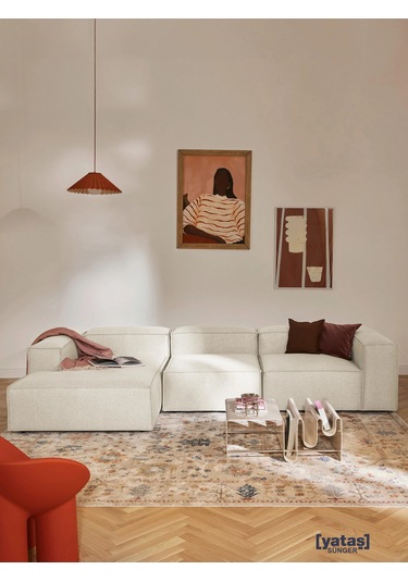 Most Mollis Plus 3 Modül Sol Köşe Koltuk 01 Kırık Beyaz Keten Kum