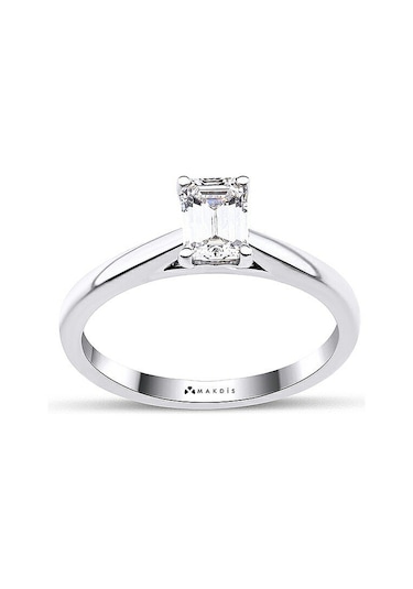 0.70 Karat Emerald Tektaş Pırlanta Yüzük Beyaz Altın