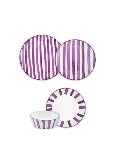 The Mia Joy Yemek Takımı 6 Kişilik 24 Parça Mor 2401 Çok Renkli