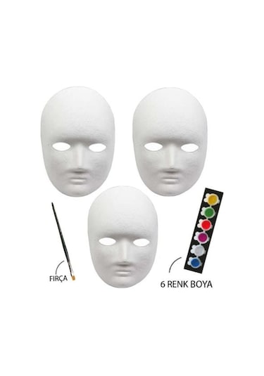 Maske Boyama Seti 3'lü Maske Fırça ve Boya Eğitici Maske Boya