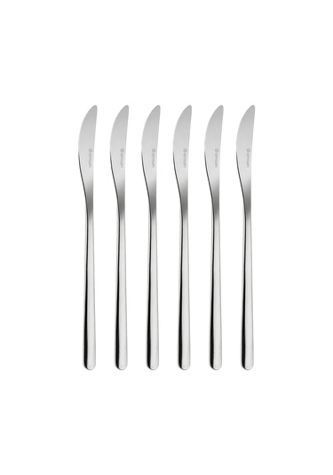 Emsan Bead 6 Parça 18/10 Paslanmaz Çelik Tatlı Bıçağı Seti Platin Gümüş